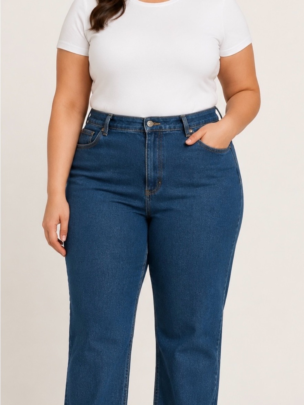 Ralph Lauren High-Rise Straight Jeans in Dark Blue Denim size 14 100% Cotton
